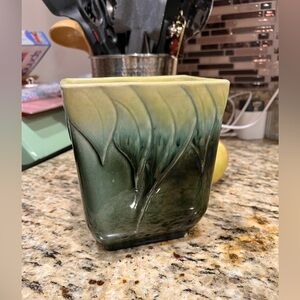 Hull Green Yellow Ceramic 6 inch Pottery Vase Vintage